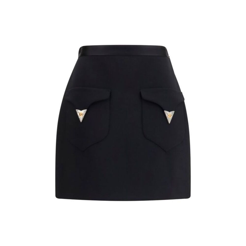 Versace Black Wool Oves Aries Mini Women's Skirt